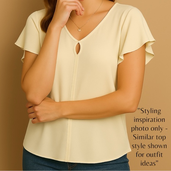 Counterparts Women's Yellow Ruffle Sleeve Top Size XL - Picture 2 of 13